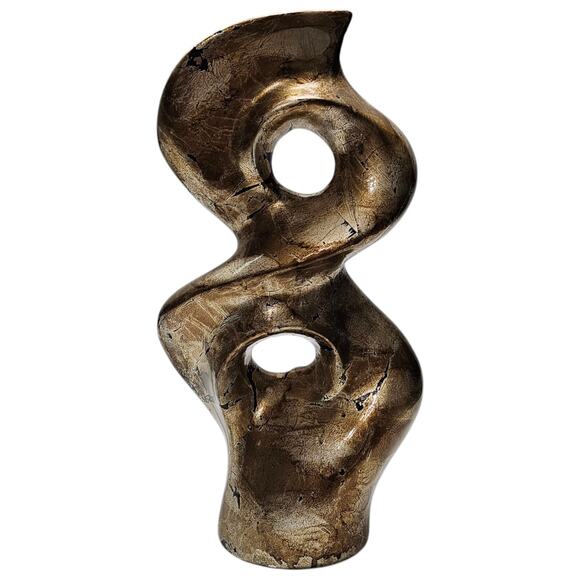 Large Ceramic Modern Abstract Infinity Sculpture Brown Bronze Gold - Picture 2 of 10